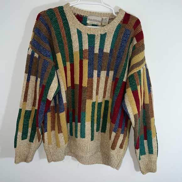 Blake & Manley hand knitted Striped Crewneck Sweater Colorful Striped Sweater - Picture 2 of 14